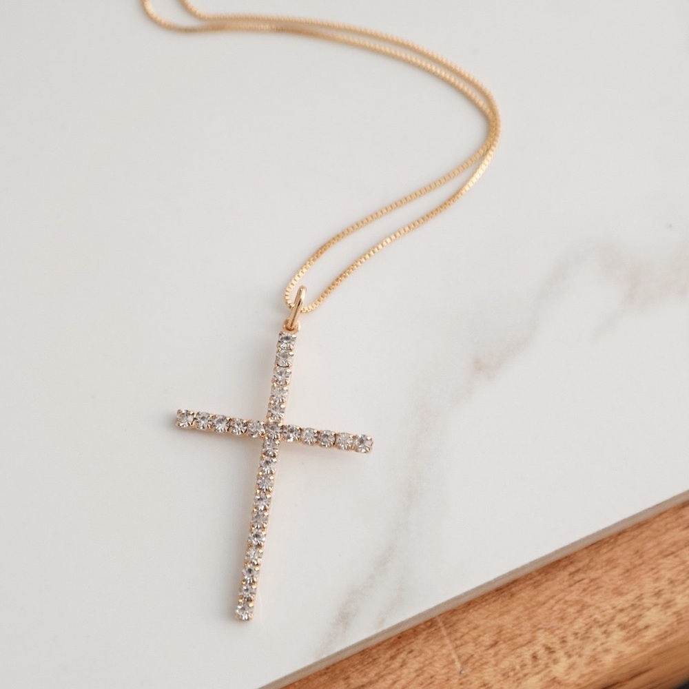 Crystal Cross Necklace | 18k Gold Filled - Picture 2 of 8